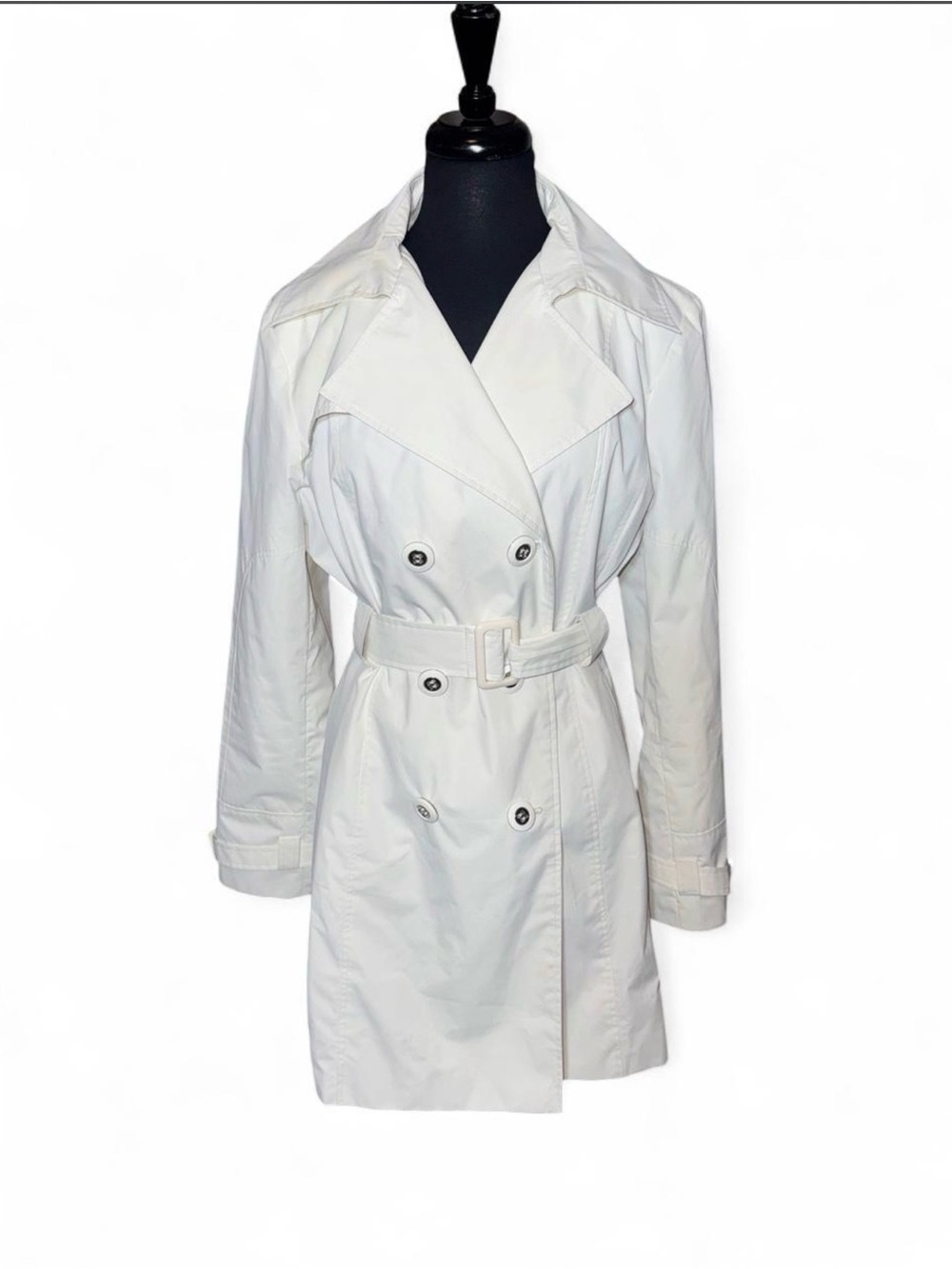 Y2K Guess White Double-Breasted Trench Coat with Belt